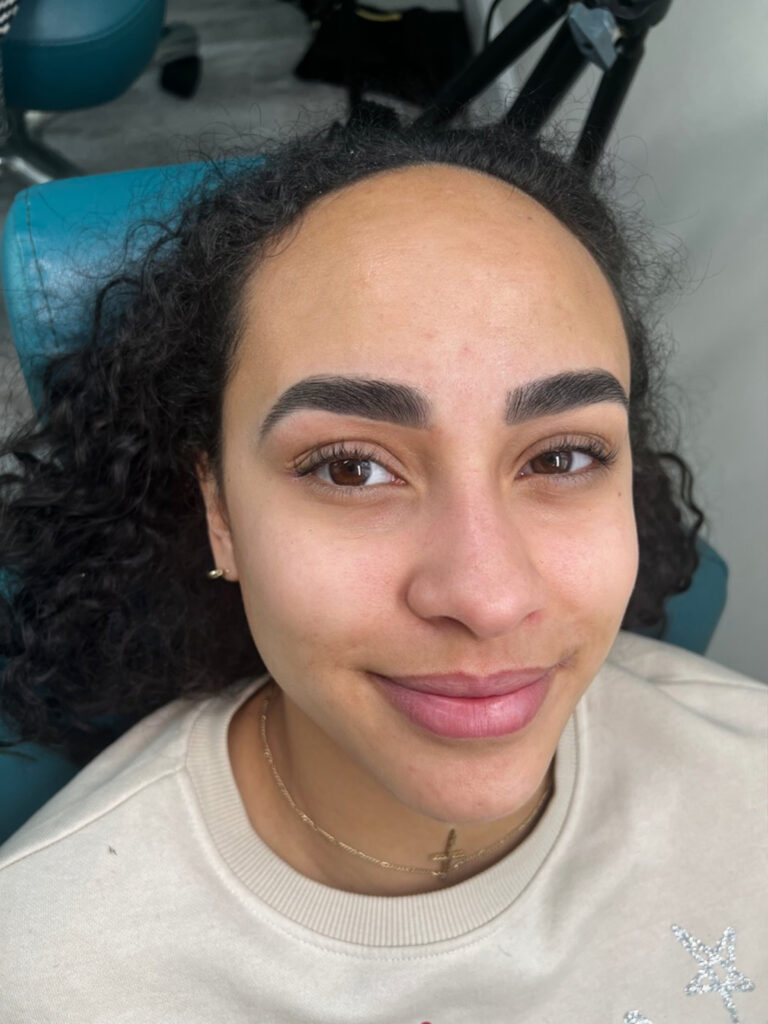 A big, bold, brow after a custom brow design by Bare Fruit Sugaring's Shari Saint