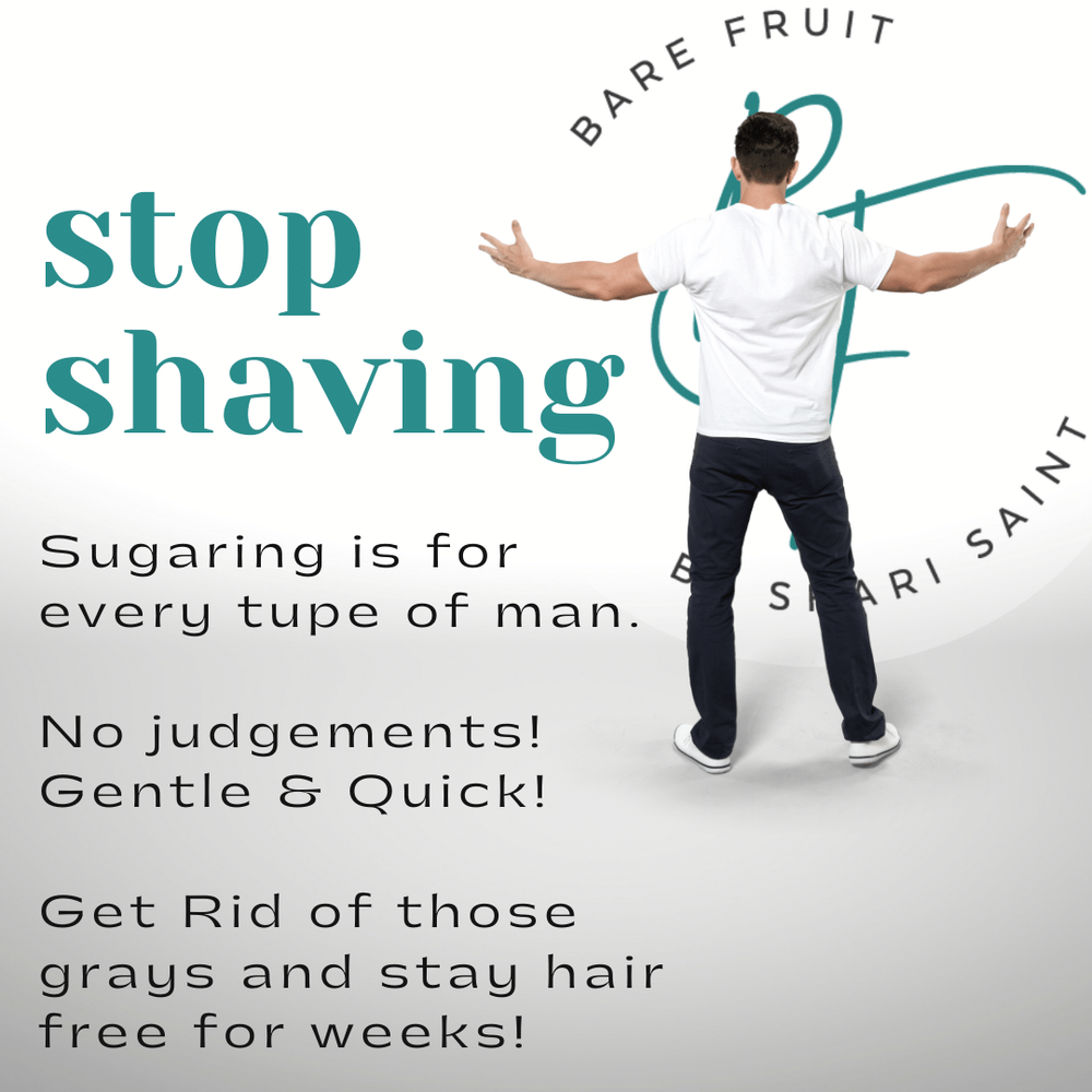Men: stop shaving! Sugaring is for every type of man. No judgements! Gentle & Quick! Get rid of those grays and stray hair free for weeks!