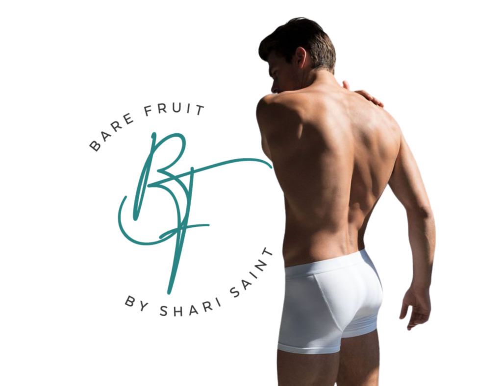 Buff and bronzed male model man's men's hair removal and brow and bleaching services from bare fruit sugaring