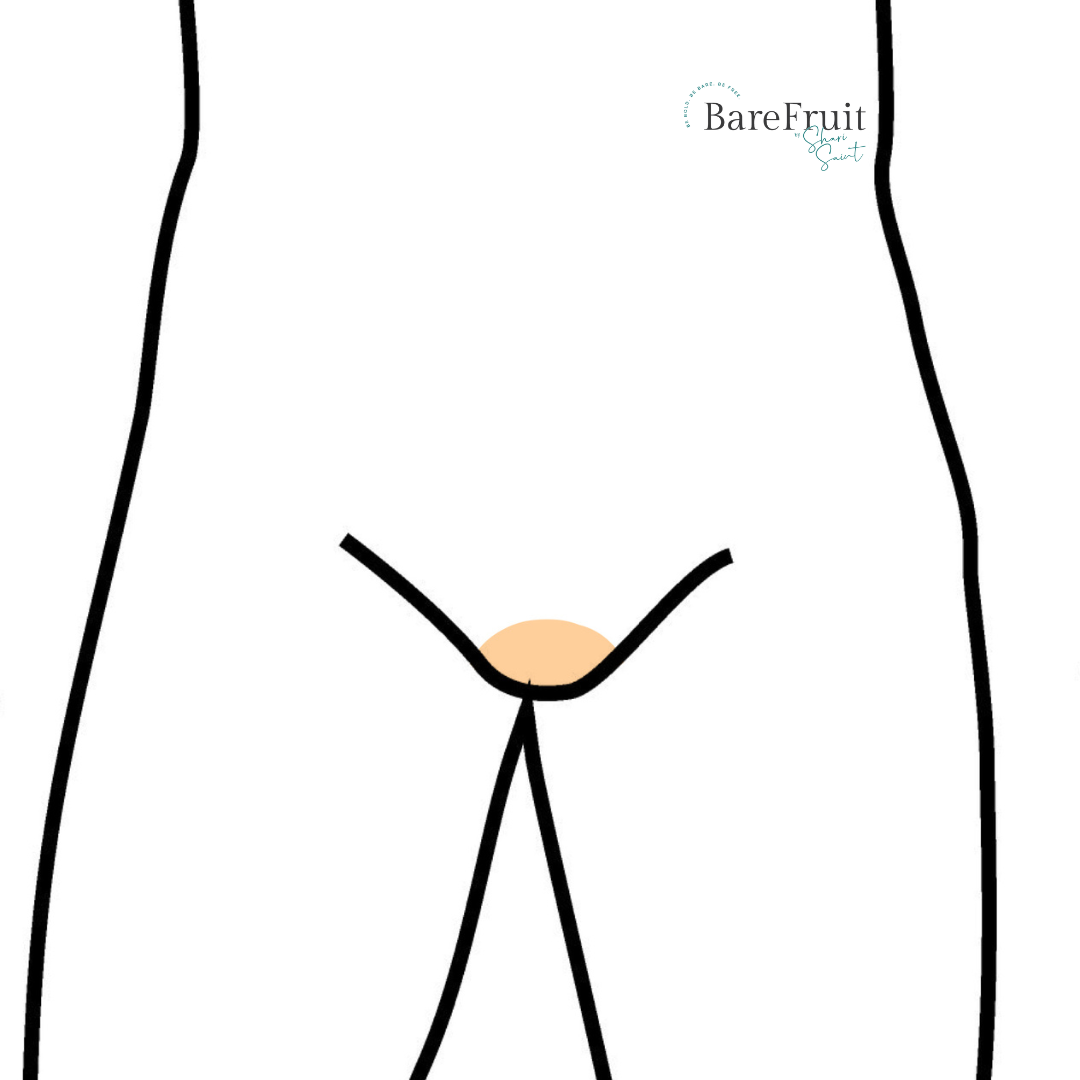 laser hair removal area illustrations bare fruit sugaring - brazilian scrotum only