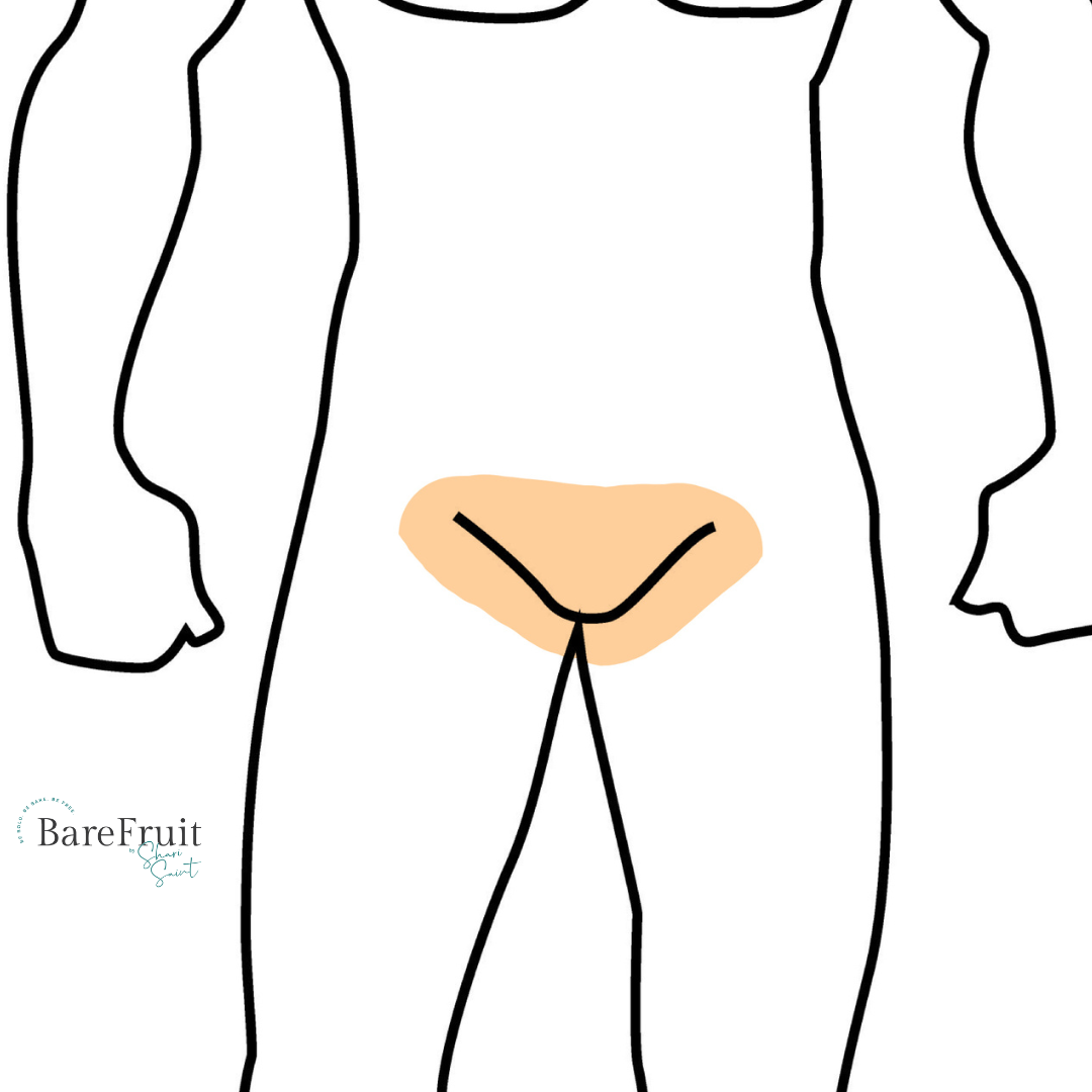 laser hair removal area illustrations bare fruit sugaring - brazilian scrotum