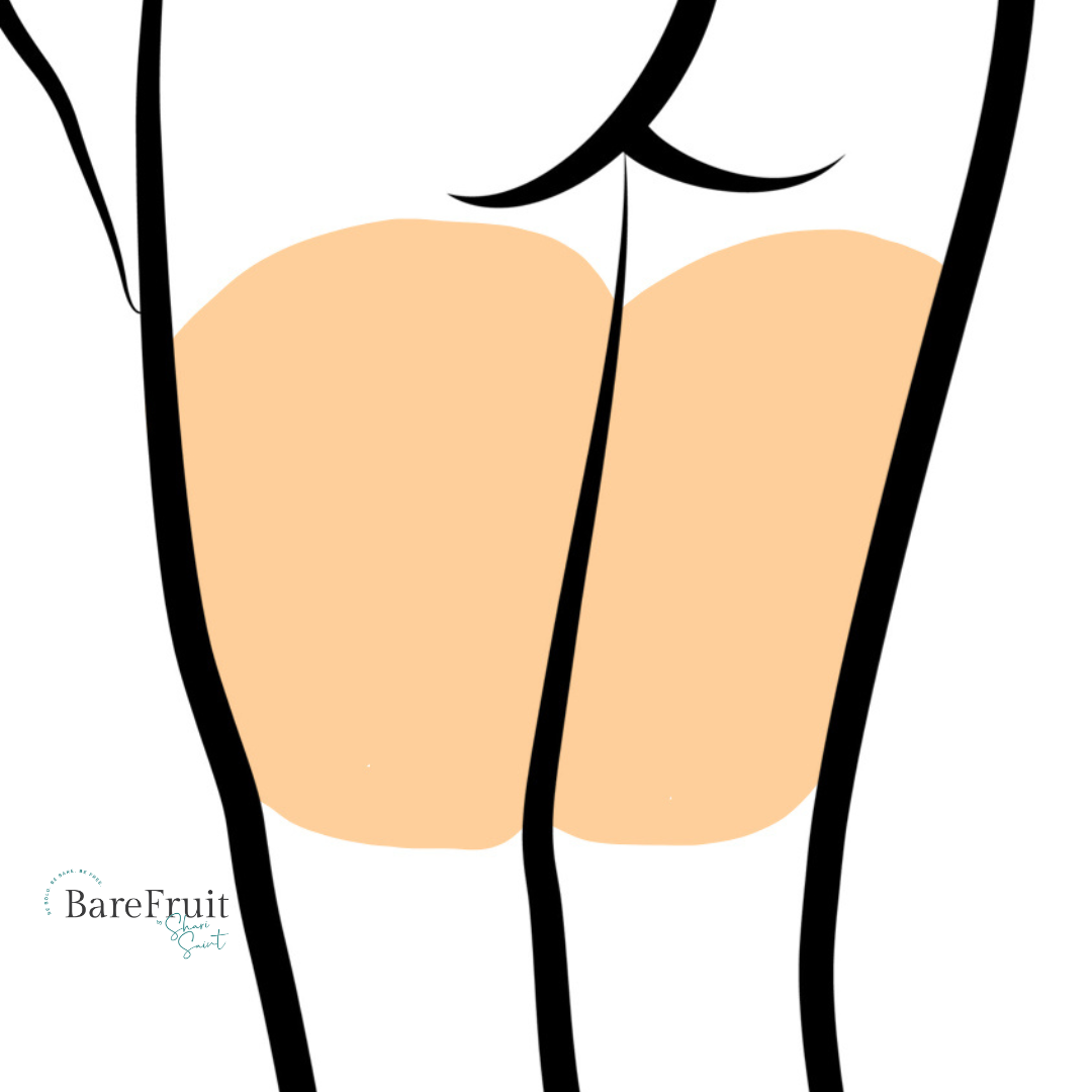 laser hair removal area illustrations bare fruit sugaring - back of thighs