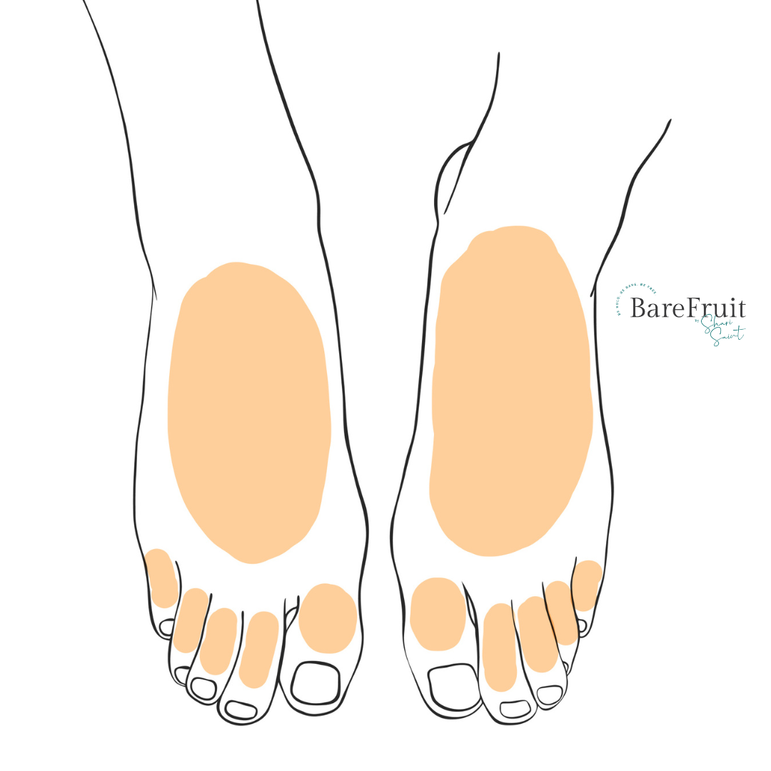laser hair removal area illustrations bare fruit sugaring - feet and toes