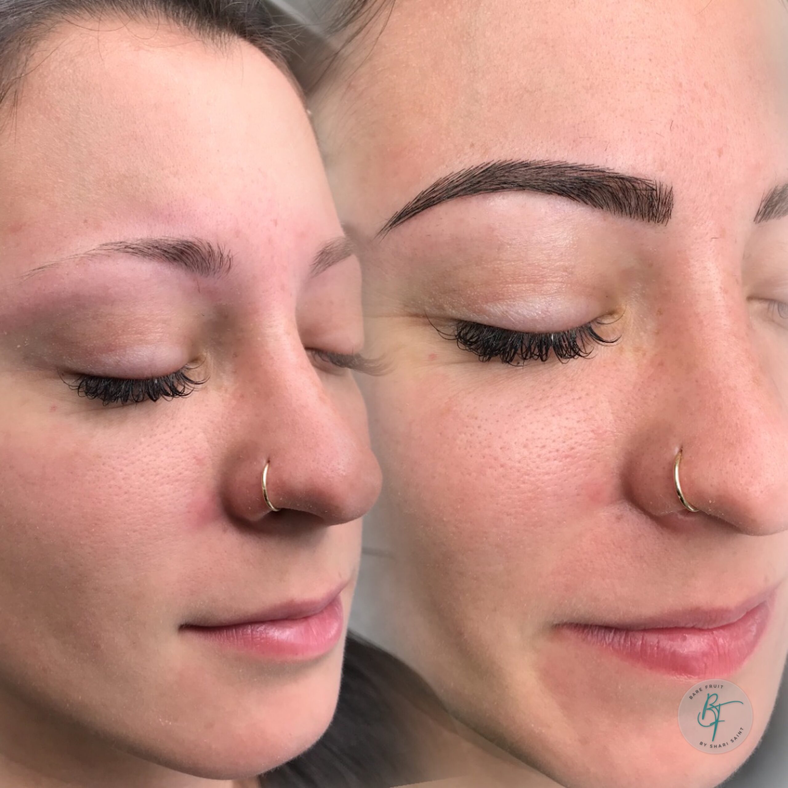 eyebrow extensions with bare fruit sugaring and brows shari saint long island eyebrows